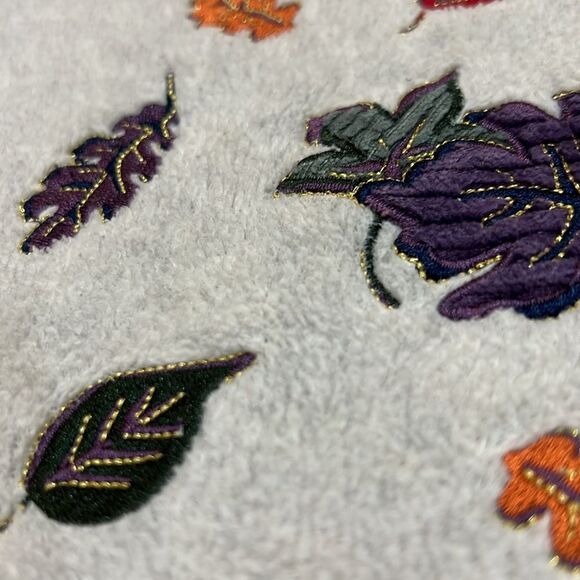 NorthCrest Fall Leaves Fleece Mock Neck Pullover Size Medium - Picture 12 of 15